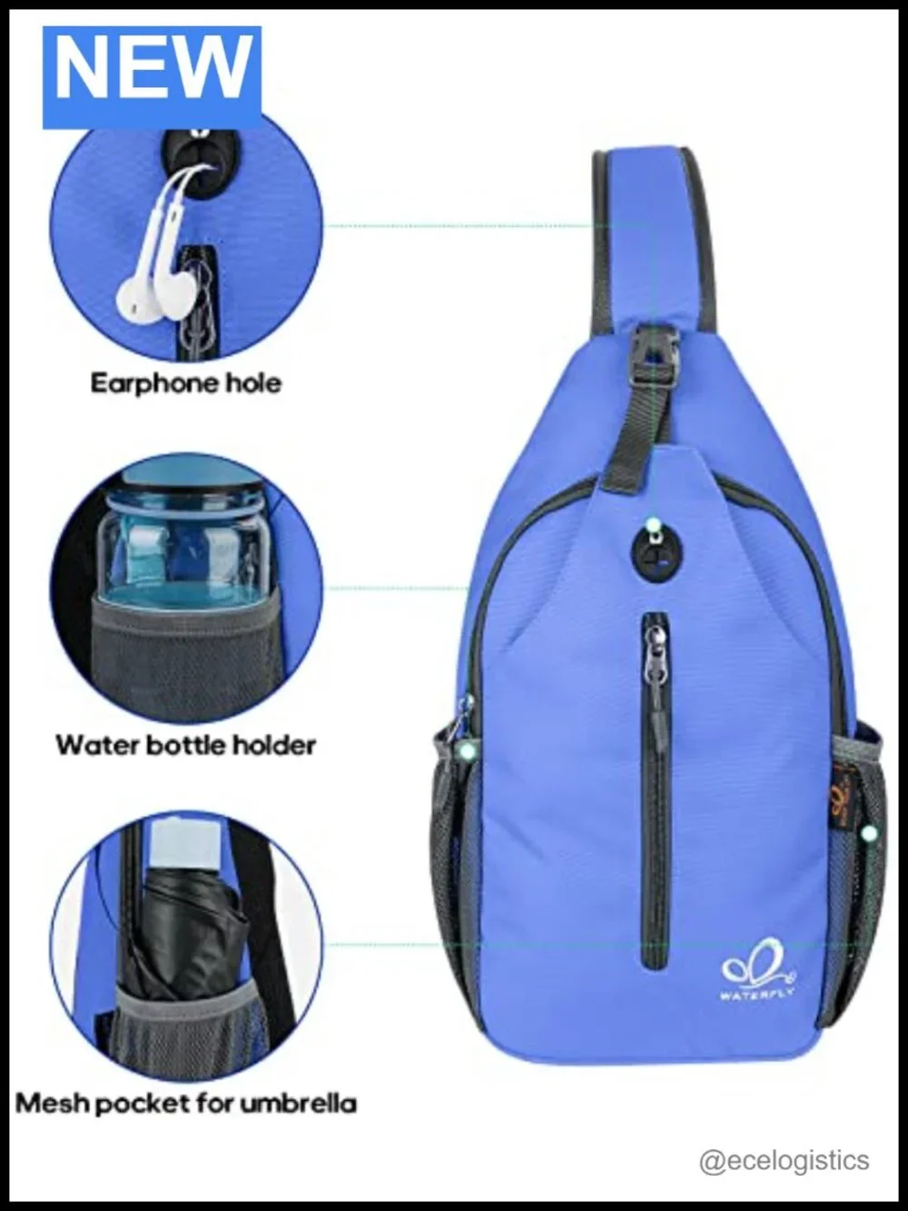 Crossbody Sling Backpack Travel Hiking Daypack with Adjustable Strap